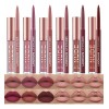Kit Labial Mate Con Delineador Resistente Al Agua M537-18635-12pcs