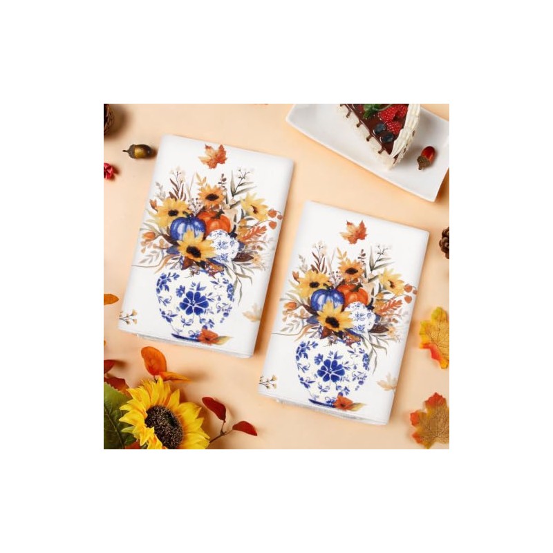 Toallas de cocina para otoño, florero floral, girasol, calabaza
