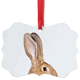 Funny Curious Sandy Flemish Giant Rabbit Peeking Look Out Christmas Ornaments Benelux Aluminum - Farm Owners Gift