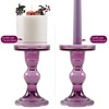 GMWD 3 Pcs Glass Candle Holder Set Clear, Purple Candlesticks
