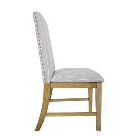 HomePop Upholstered Wood Apron Dining Chair - Light Gray Stripe (Set of 2)