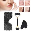 3pcs Obsidian Facial Roller Gua Sha Board Therapy Blindfold Beauty