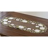Beautiful White Magnolia Floral Design and Green Leaves Embroidered Cutwork