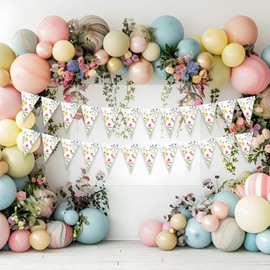 LaVenty Blume Girlande Frühling Blume Party Banner Papier Wildblume Party Dekorationen Blumenbanner für Wand Geburtstag Frühling Garten Hochzeit Hintergrund Indoor Outdoor Decor