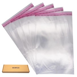 SKIR'CO (Pack of 100) Clear Cellophane Bags 6.3x10 Inches Self Seal Plastic Bags OPP Bags Self Sealing Plastic Bags for Food