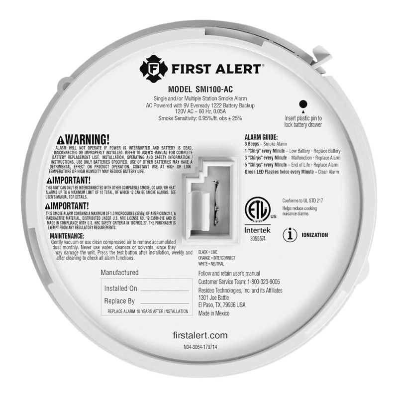 BRK NEW BRK SMI100-AC Hardwire Smoke Alarm 85dB Battery Backup
