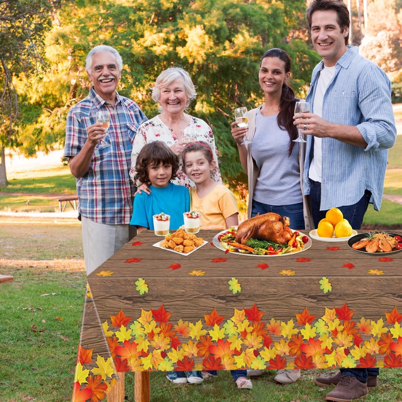 BCCSNNM 3 PCS Fall Tablecloth Plastic Autumn Thanksgiving Tablecloths,Disposable Fall