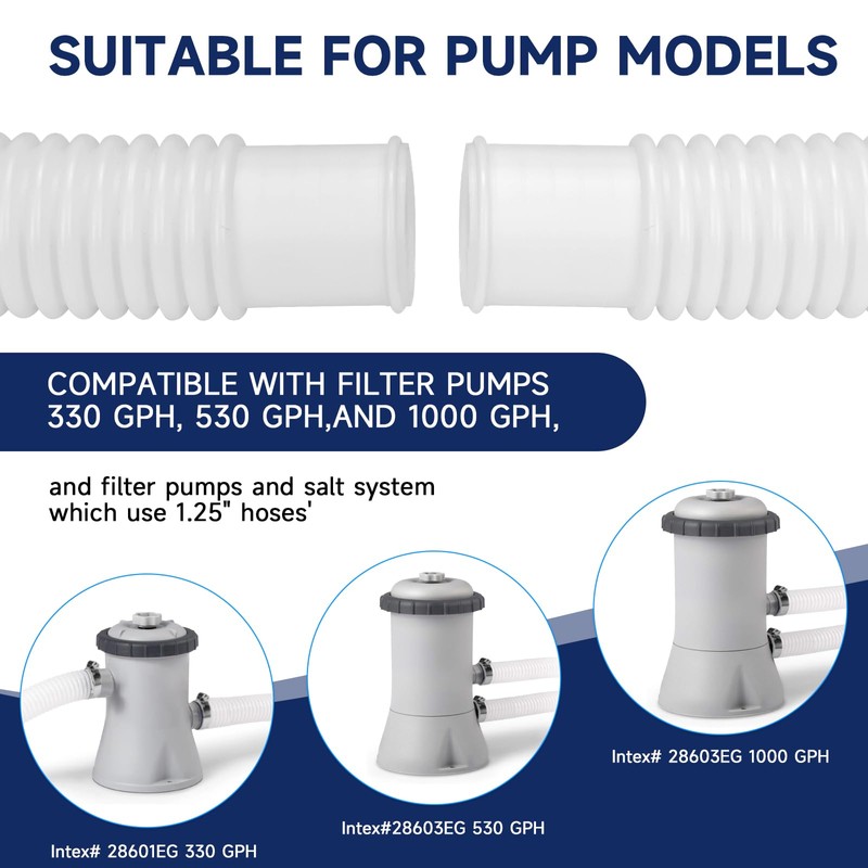 Pool Hoses for Above Ground Pools, 3 Pack 1.25 x