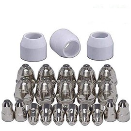 SUSEMSE 23 Pieces P80 Plasma Cutter Accessories, Plasma Accessories Wear Parts, Plasma Nozzles + Electrodes + Ceramic Caps for P80 Pilot Ignition Plasma Cutter Burner