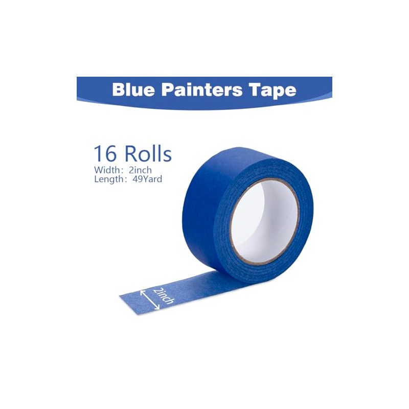XUXU 16Pack Blue Painters Tape 2 inch Wide Masking Tape