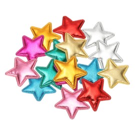 PATIKIL 50Pcs Star Appliques Sew on Patches, Shiny Star Embellishment Patches PU Padded Fabric Charms for DIY Craft Scrapbooking Decoration Wedding Home Decor, Mixed Colors