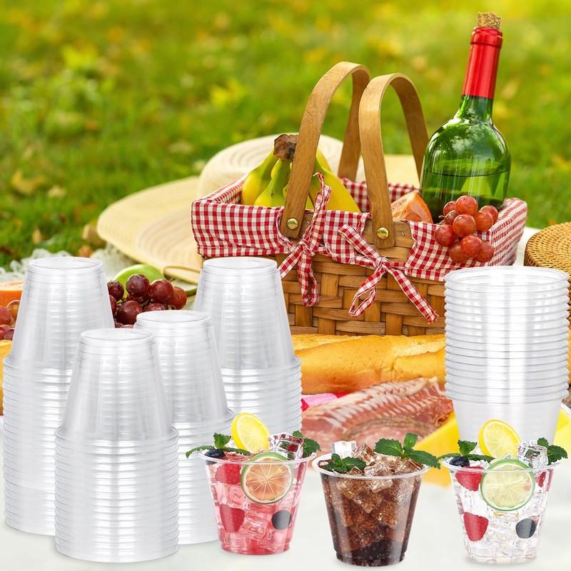 9 oz Clear Plastic Cups, 50 Pack Disposable Crystal Punch