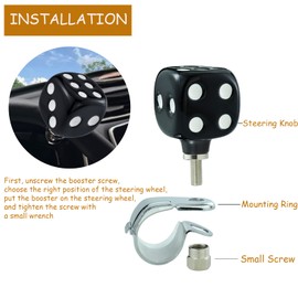 Temzzer Steering Wheel Knob Dice Car Turning Assist Suicide Spinner for Most Manual Automatic Vehicles (Black, White)