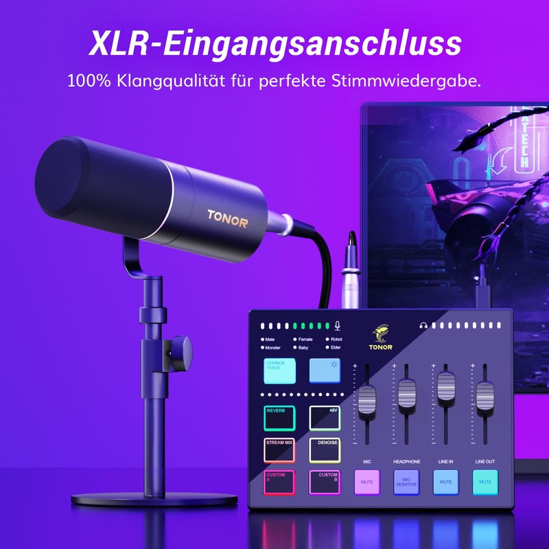 TONOR Gaming Audio Interface, Audio Mixer for Streaming, Podcasting, Studio