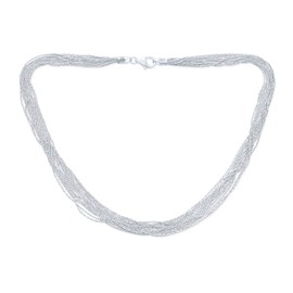 12 Multi 1mm Strands Diamond Cut Sparkling Chain Necklace For Women 925 Sterling Silver Made In Italy