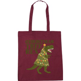 Hippowarehouse Christmas tree rex - Dinosaur Tote Shopping Gym Beach Bag 42cm x38cm, 10 litres