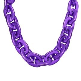 MECCANIXITY Plastic Chain Necklace, 39 Inch Hip Hop Rapper Chunky Chain Fake Thick Gold Chains Jewelry Party Costume Necklace Accessory for Men Women (Purple)