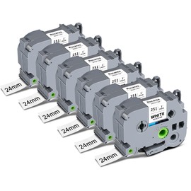 Replace for Brother TZe-251 24mm 0.94 Laminated White TZ Tape TZe251 PTouch Tape 1 Inch Work with Brother P Touch D600 E500 P700 P710BT P750W P910BT D410 PTD460BT D610BT Label Maker, 6-Pack