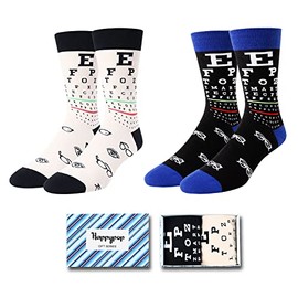 HAPPYPOP E Eye Chart Socks Visual Charts Socks, Optometry Gifts Eye Tech Technician Gifts Eye Doctor Gifts in 2 Pack