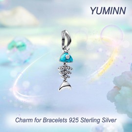 YUMINN Golden Shell Starfish Seahorse Charms 925 Sterling Silver for Bracelets and Necklaces Turquoise Dangle Pendant Beads Jewellery Gifts for Women, Sterling Silver, Cubic Zirconia