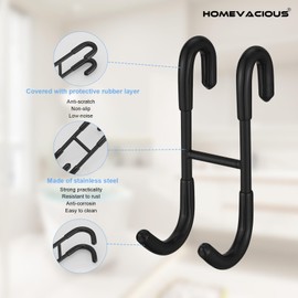Homevacious 2 Pack Shower Door Hooks Towel Hooks for Bathroom Frameless Glass Shower Door SUS 304 Stainless Steel Drilling-Free Hanger Shower Hooks- Matte Black