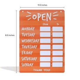 Hours Sign for Your Store - Fun & Unique Hours of Operation Sign - Stand Out with This Unique Open Hours Sign for Business PVC Open Sign with Hours (8.25" x 11.5") (Orange)
