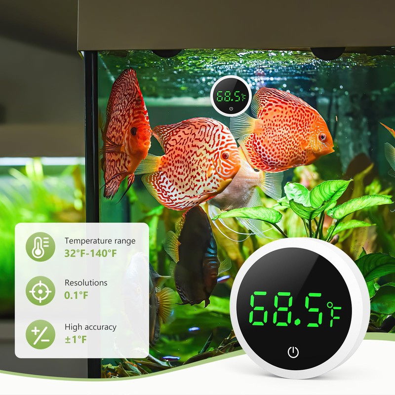 KeeKit Digital Aquarium Thermometer, LED Fish Tank Thermometer with Touch