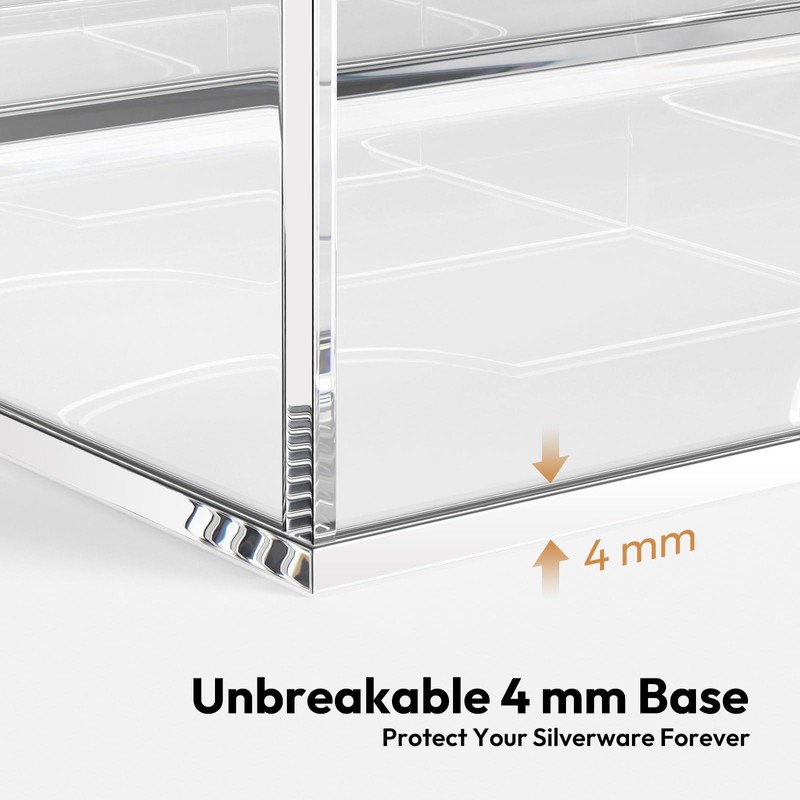 NIUBEE Expandable Kitchen Drawer Organizer for Flatware and Utensils,Clear Acrylic