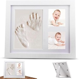 Marcos de Fotos para Bebé,Marco Foto y Huellas recuerdo de Bebe, Marcos de Recuerdo para Bebés Viene con Almohadilla de Tinta y papel Blanco Perfecto para lbumes Fotos infantilesRecuerdos Blanco