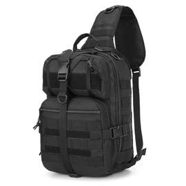 VTACOUTV Tactical Sling Backpack, Military Rover Shoulder Pack, EDC Molle Assault Range Bag for Men (Black)