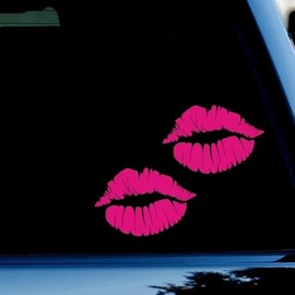 3.8inchx5.5inch 2pcs Kiss Mark Lips Bumper Sticker Decal for Truck Car, Rose Pink