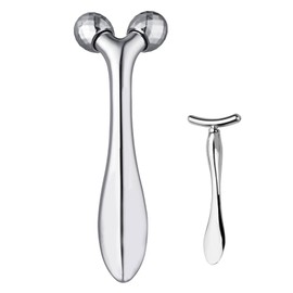 LQHZC Facial Beauty Roller, 2 Pieces, Y-Shaped Beauty Roller, Massage Roller, Small Face Roller for Face & Body, 3D, No Charging Required, Waterproof, Micro Current, Slight Current, Facial Beauty