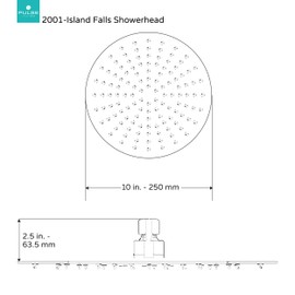 PULSE ShowerSpas 2001-250P Island Falls Stainless Steel Shower Head, Ultra Low-Profile, 10" (250mm), Polished Finish