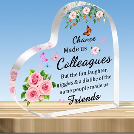 JMIMO Leaving Gifts for Colleagues Women Acrylic Heart Work Bestie Gifts Colleagues Going Away Gifts Chance Made Us Colleagues Present