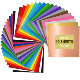Lya Vinyl Permanent Vinyl - 40Pack (20 Glossy & 20 Matte) Outdoor Permanent Vinyl Sheets Bundle - Self Adhesive Vinyl for Party Decoration, Sticker, DIY Mug, Home Decal