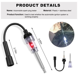 JUSTTOP Inline Spark Plug Tester, Heat Resistant Plug Engine Ignition Tester, Pick Up Coil Armature Diagnostic Detector Tool for Car Lawnmower Internal & External Engines, Car Accessories