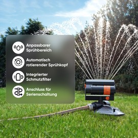 Björn&Schiller Lawn Sprinkler, Oscillation Sprinkler, Square Sprinkler for Small and Large Areas, Irrigation System with Filter, ABS Plastic, Lawn Watering and Sprinkler System Garden
