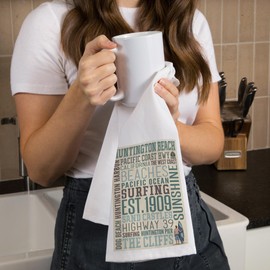 Lantern Press Huntington Beach, California, Typography (100% Cotton Tea Towel, Decorative Hand Towel, Kitchen and Home)