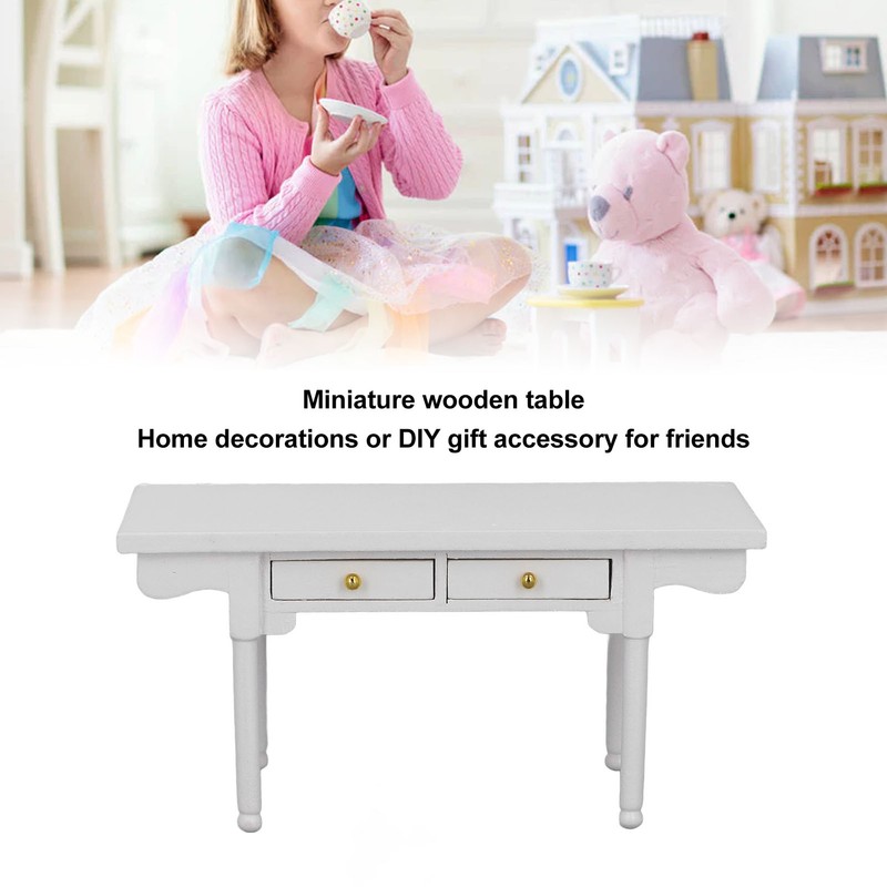 1: 12 Dollhouse Desk Wooden Modern Miniature Table Mini Writing