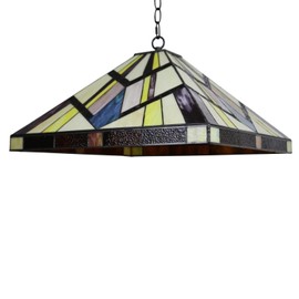 Chloe Lighting Vincent Mission Tiffany-Style Blackish Bronze 2 Light Pendant 18" Wide