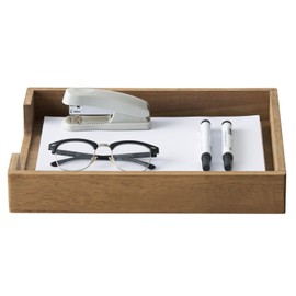 KIRIGEN Wooden Letter Tray, Single Compartment, Wood, Document Tray for Desk Organiser for Storing Magazines, Files, Folders, Papers, Yellow/Brown