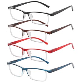 Przene 4 Pack Rectangle Fashion Anti Blue Light Reading Glasses for Men Women Computer Readers 1.5
