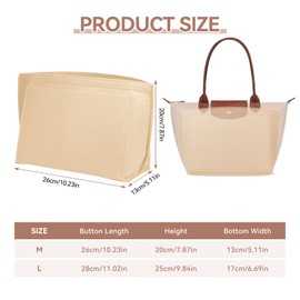 LUOJINYI Organiser for Longchamp Bag, Bag Organiser for Longchamp Bag Women, Bag Organiser, Longchamp Bag Women's Organiser, Large Capacity Handbag Insert (Beige, M)