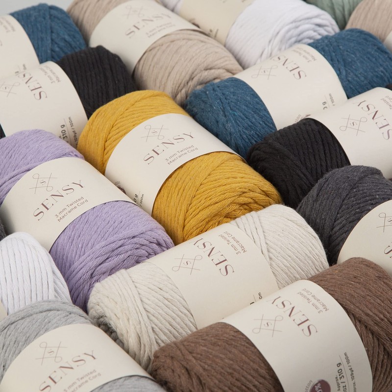 Sensy Premium Macrame Cord 3mm 109 Yards, 100% Cotton, Single