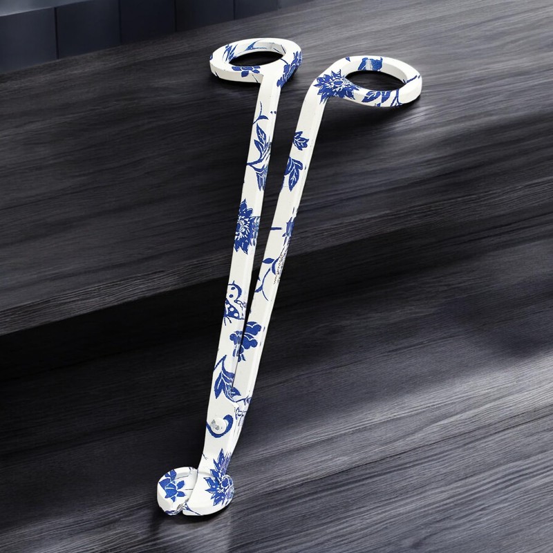 Wick Trimmer with Ornate Blue and White Nature Pattern by