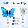 Pearl Butterfly Badge Reel Holder Shinny Glitter Retractable ID Card