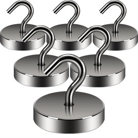 Neosmuk Magnetic Hooks, Cruise Ship Essentials, 100lb+ Heavy Duty Magnetic Hooks for Cruise Cabins, Refrigerator, Grill, Hanging, and Travel | Extra Strong Must-Haves Magnet Hook,Gunmetal,Pack of 6