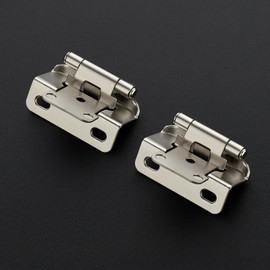 Ravinte 30 Pack 15 Pairs Semi-Overlay 1/2 inch Self-Closing Face Frame Cabinet Hinges Satin Nickel Half Wrap-Around Kitchen Cabinet Door Hinges Face Mount Cabinet Hardware
