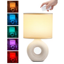 UMEXUS 10’’ Small Cordless Table Lamp with Timer & Dimmer, Battery Operated Rechargeable Lamp with Remote, Portable Light for Bedroom Living Room Outdoor Patio Bedside Bathroom Fabric Shade Beige
