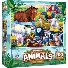 MasterPieces 100 Piece Family Jigsaw Puzzle for Kids - Farm Friends - 14" x 19"